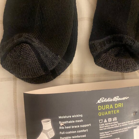 Eddie Bauer - Large - Mens Socks 6-Pair, Quarter Socks, Black, open never used - Picture 12 of 12